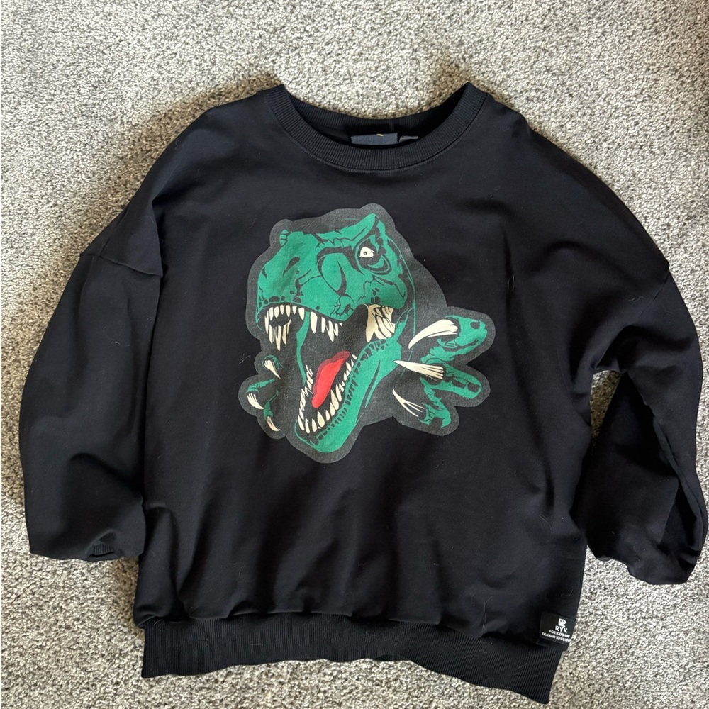 Rock Your Baby Black Sweatshirt with Green Dinosaur